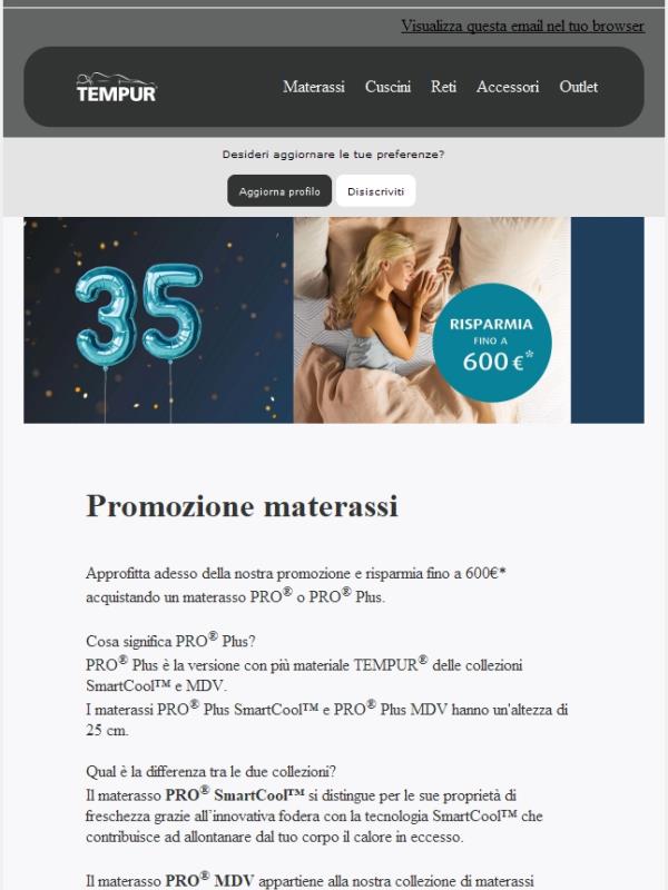 Risparmia fino a 600 € con la nostra promo materassi!