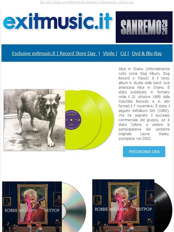 MusicZone @exitmusic.it .. Robbie Williams, Kid Yugi, Phil Collins ..Tutte Le Novità e Le Nostre Esclusive