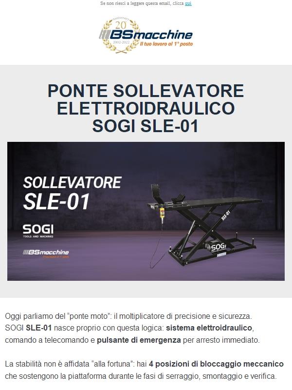 Sollevare una moto senza compromessi: SLE-01, 680 kg di controllo