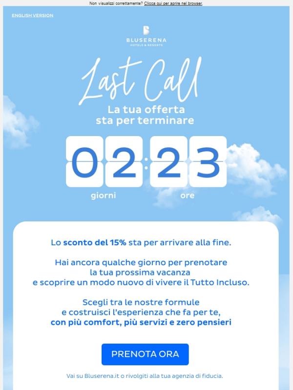 Ultimi 3 giorni: il 15% sta per scadere