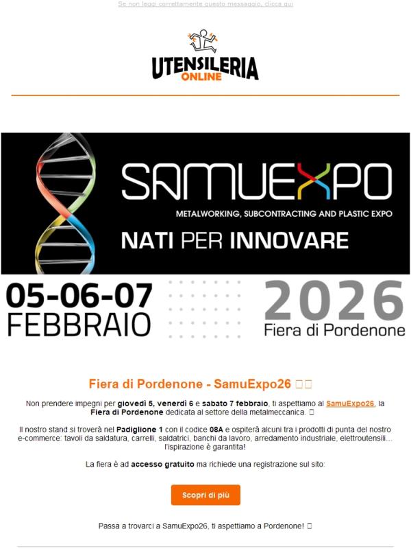 Invito alla Fiera di Pordenone - SamuExpo26 🗓️
