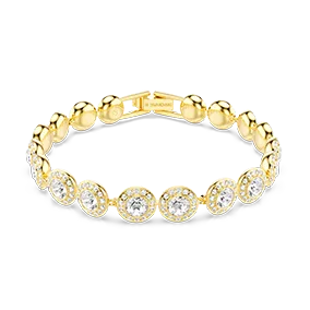 Bracciale Una Angelic, Taglio Round, Pavé, Medio, Bianco, Placcato color oro