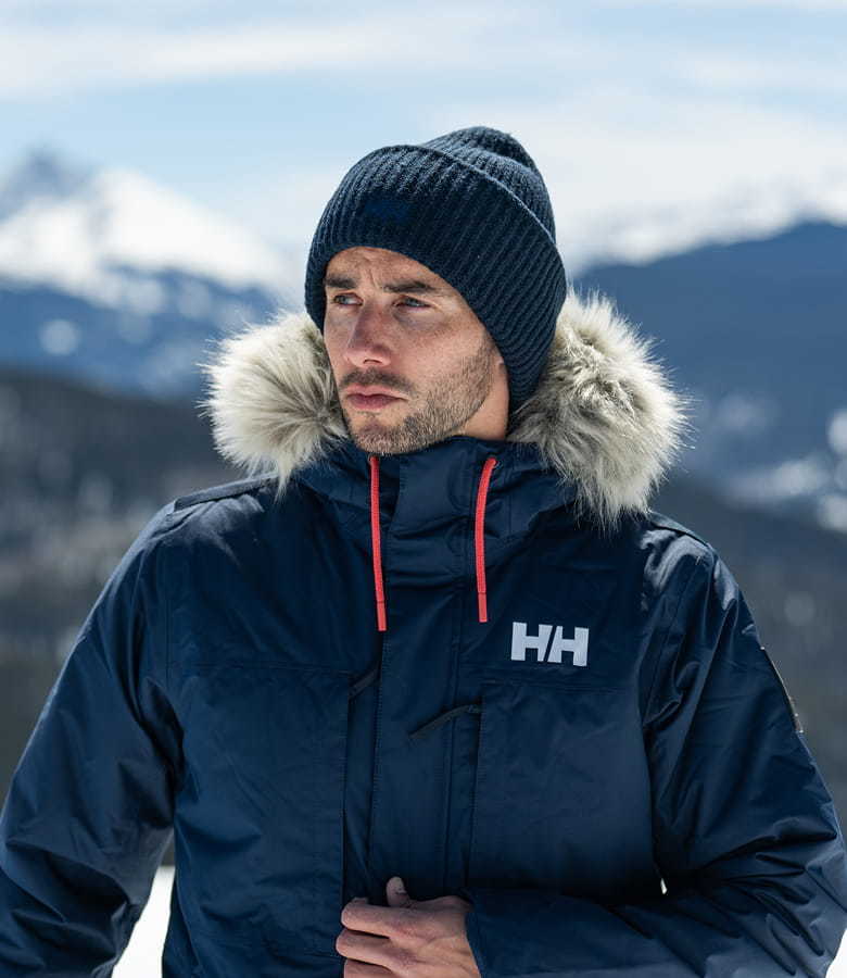 Man wearing Helly Hansen accessories