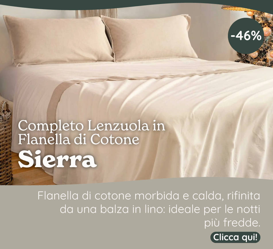 Completo Lenzuola in Flanella di Cotone con Balza in Lino - Sierra