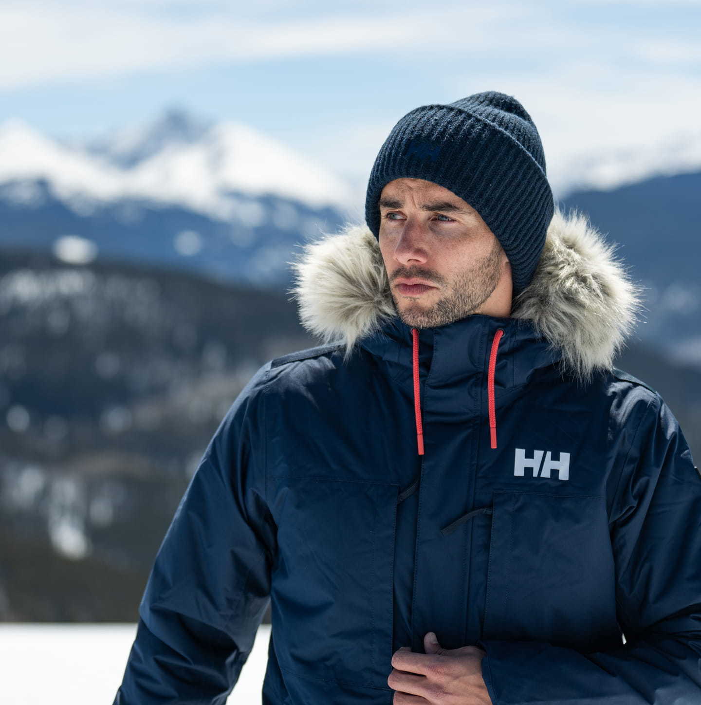 Man wearing Helly Hansen accessories