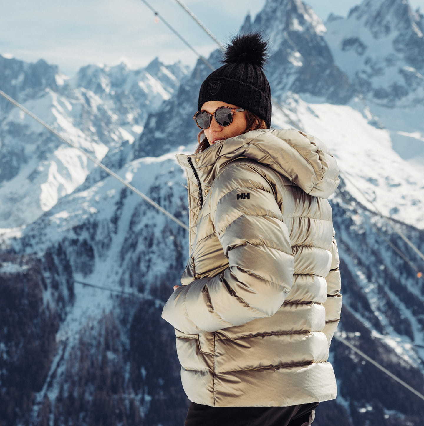 Woman wearing Helly Hansen accessories