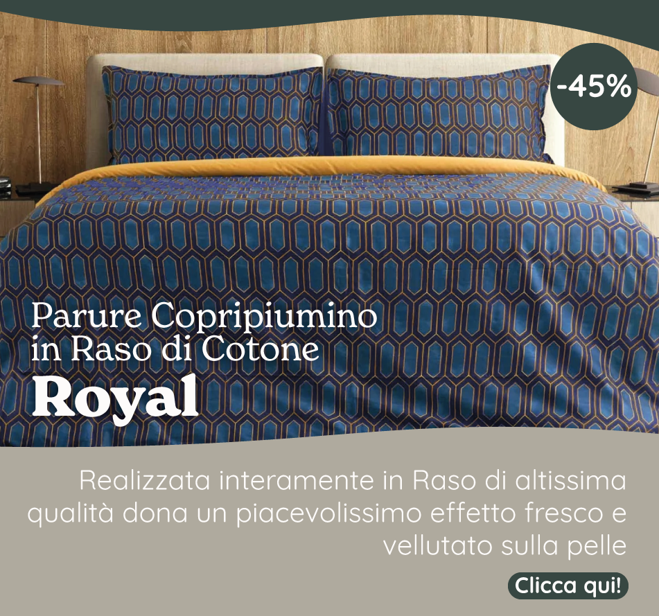 Parure Copripiumino in Percalle di Cotone Fantasia Geometrica - Royal
