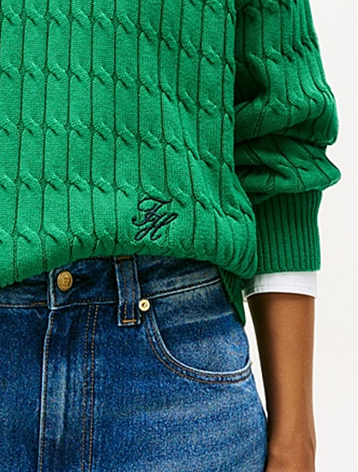 Pullover relaxed fit intrecciato con mezza zip