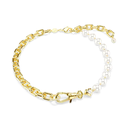 Bracciale Idyllia, Crystal Pearl, Bianco, Placcato color oro