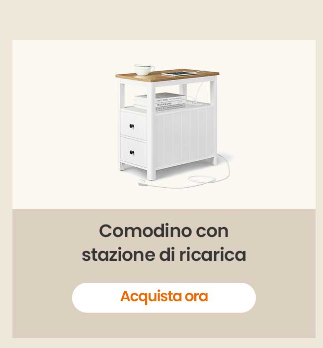 Comodino con stazione di ricarica