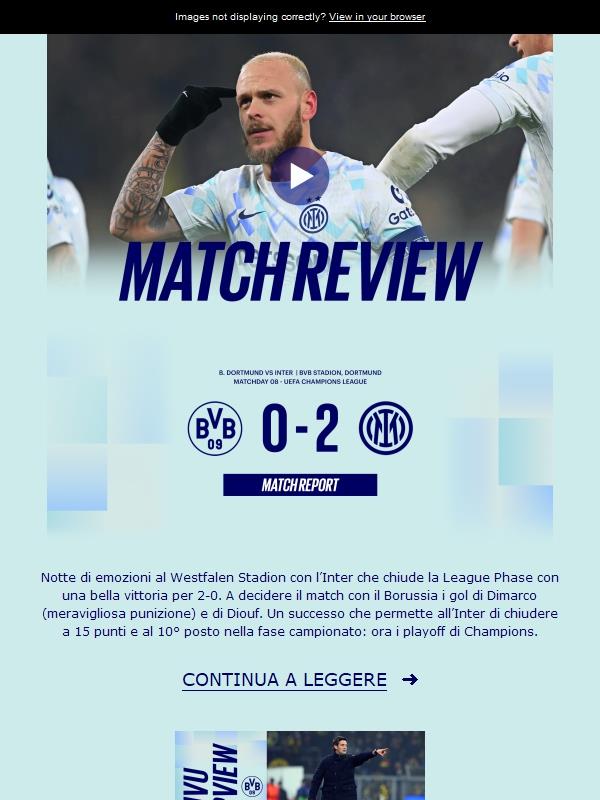 Match review, Borussia Dortmund-Inter 0-2