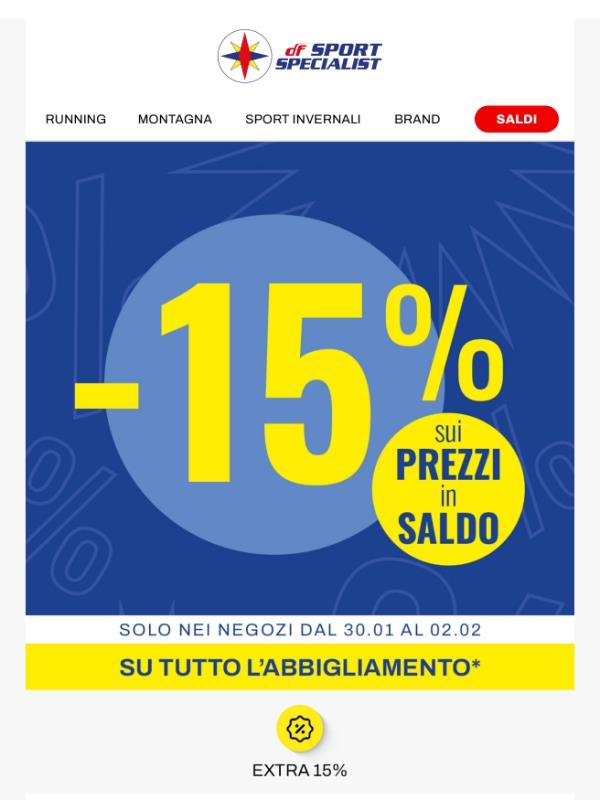 Extra 15% sui saldi 🔥