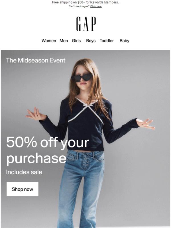 Stock up for the season with 50% off your cart