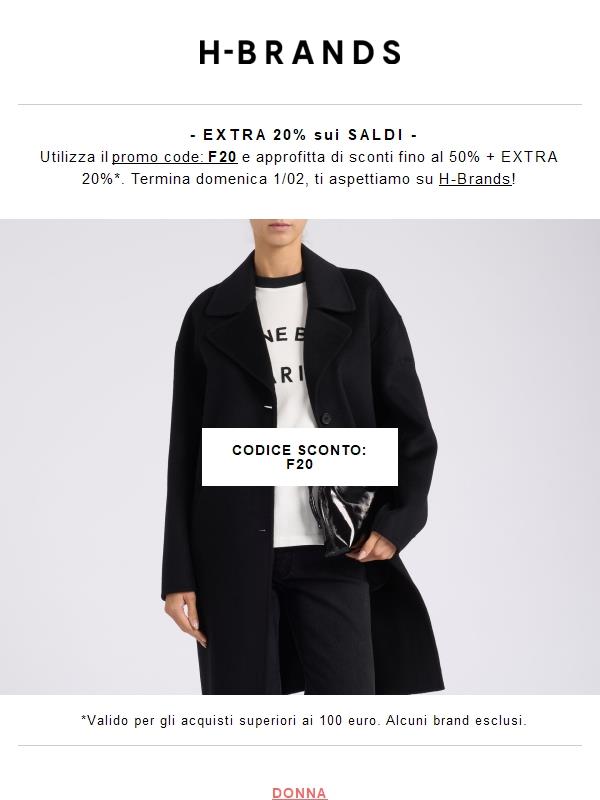 Extra 20% sui saldi FW25 ⏰