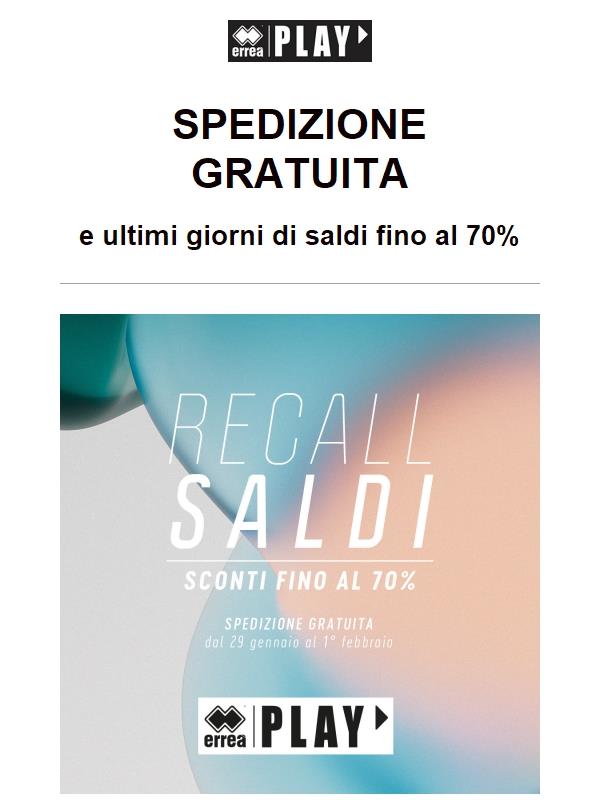Ultimi giorni di saldi + spedizione gratuita