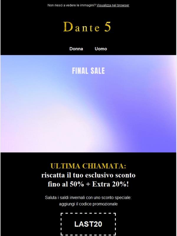 Ultima chance | Extra 20% sui saldi