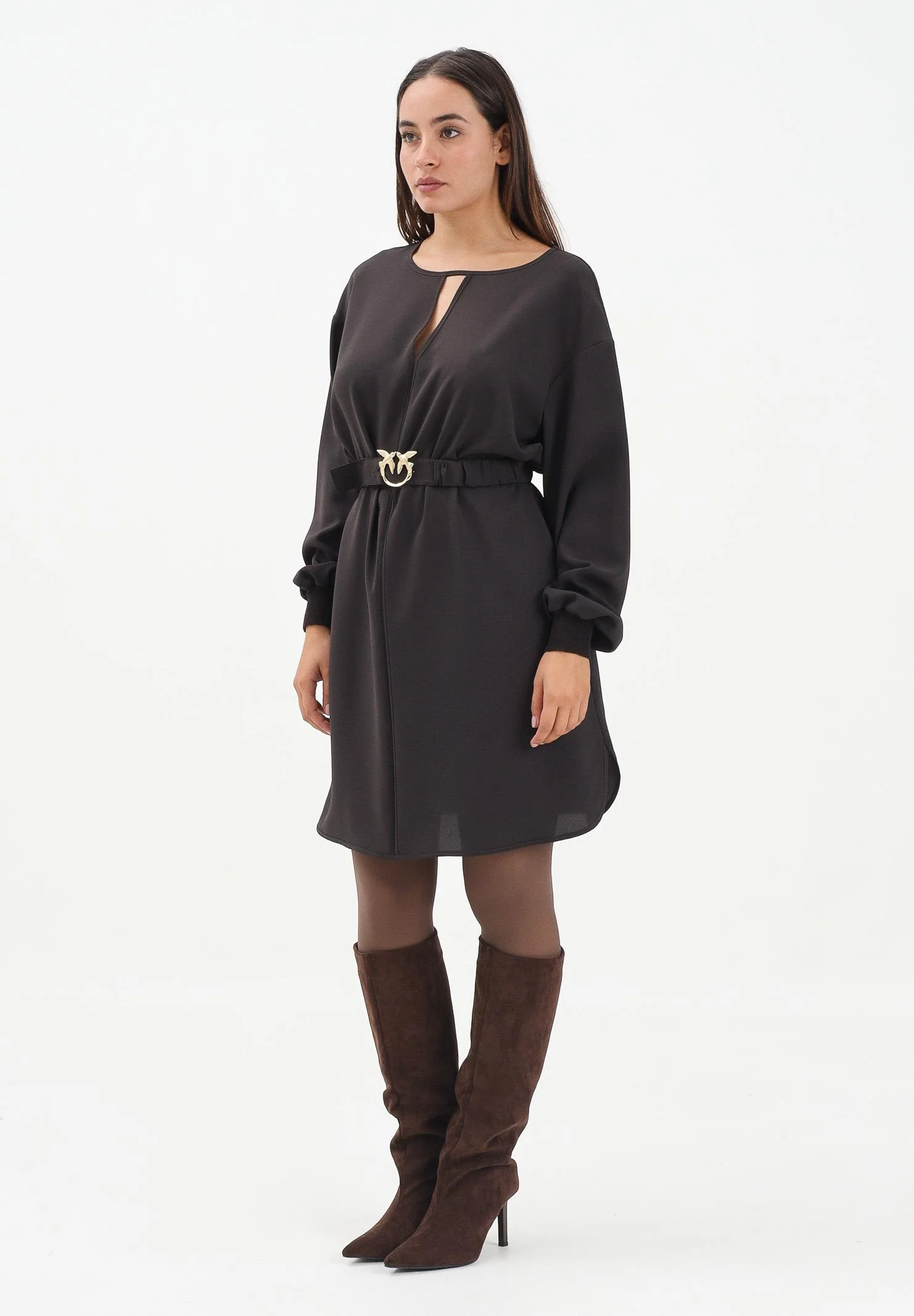 Image of PINKO Abito corto marrone da donna con cintura