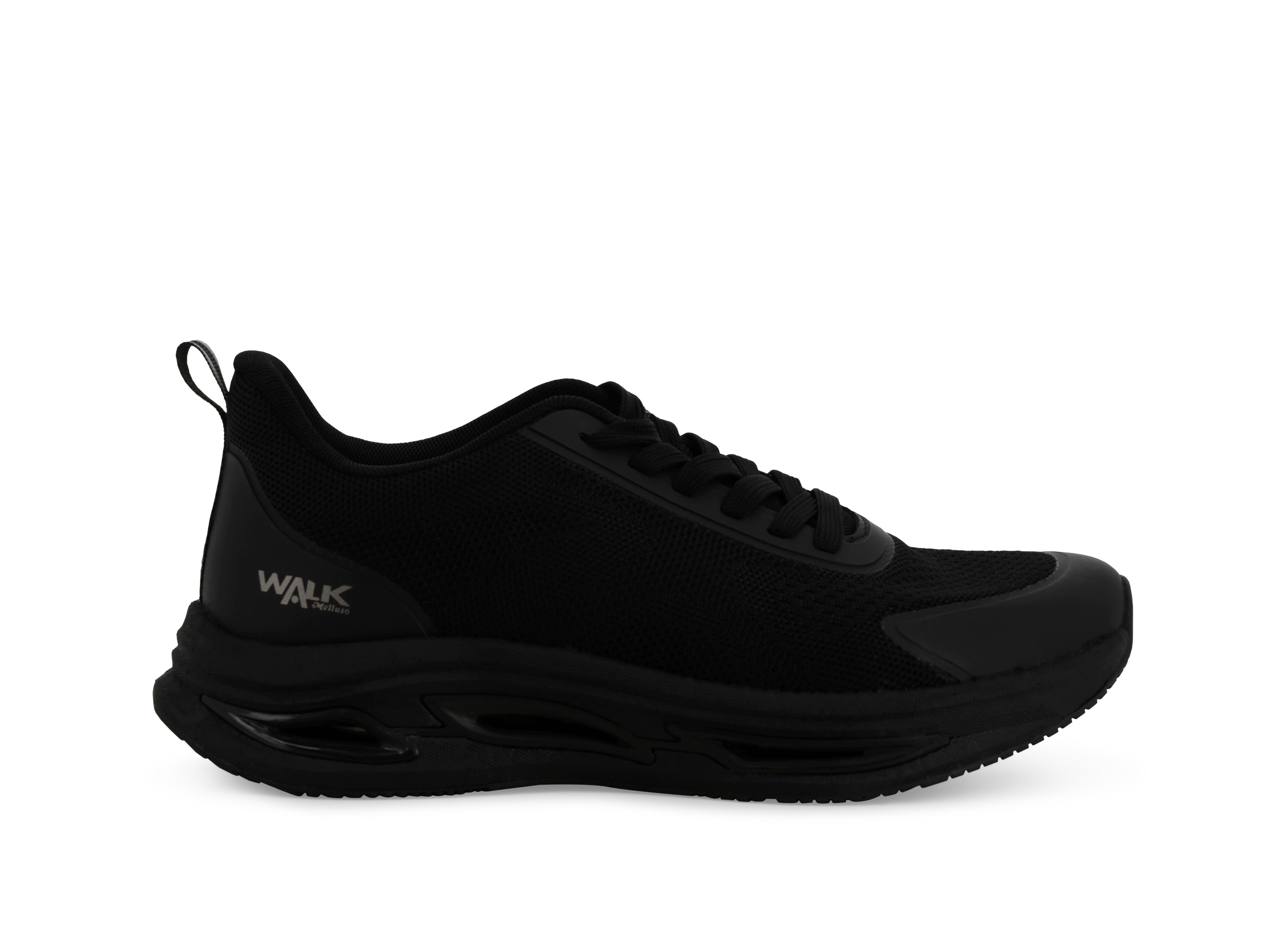 Sneakers uomo allacciata in tessuto elastico nero u93404