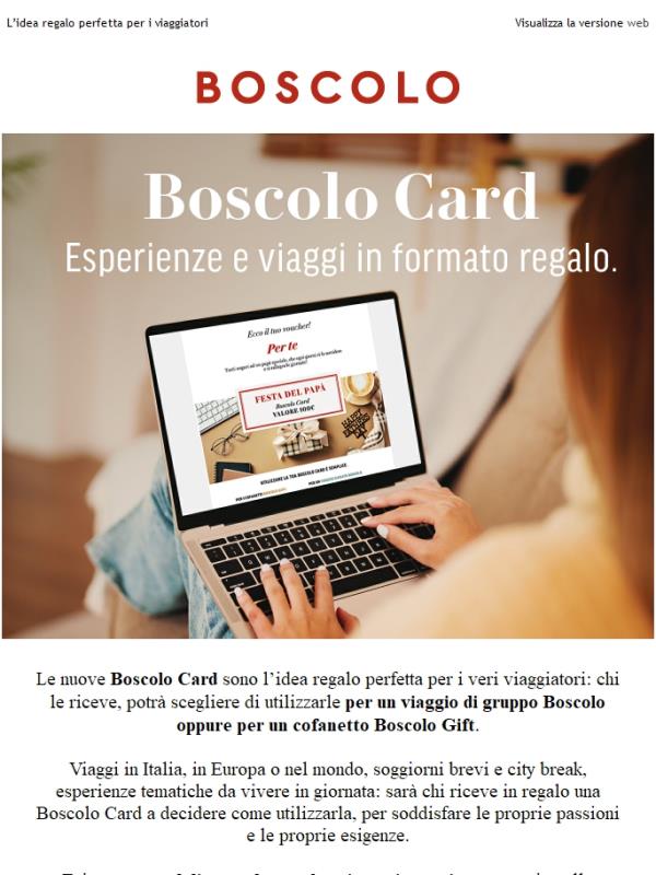 Viaggi ed esperienze in formato regalo, con le Boscolo Card