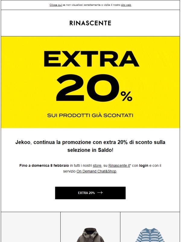 Extra 20% sui Saldi, la promozione continua