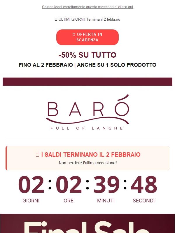 ⏰ ULTIMI GIORNI! -50% su TUTTA la skincare Barò