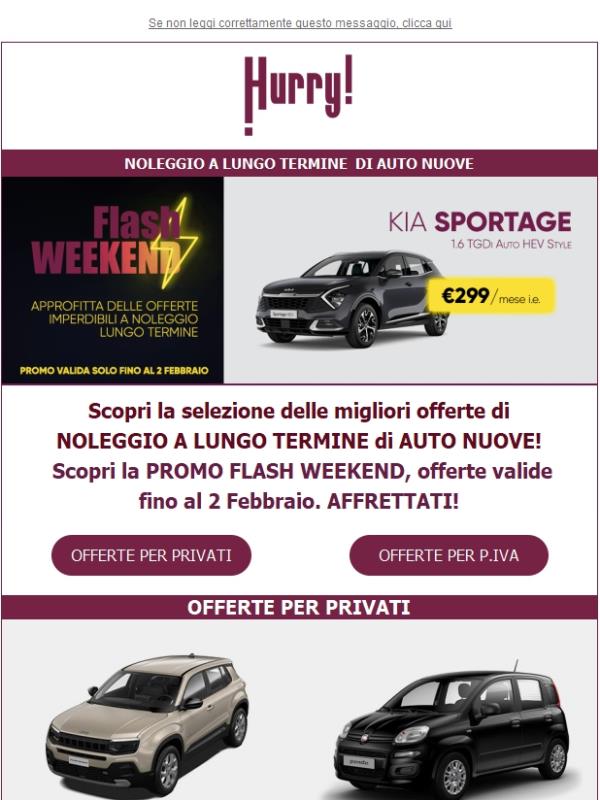 🚘HURRY! Noleggio | Le MIGLIORI OFFERTE della PROMO FLASH, valida fino al 2 Febbraio!🚘 Scopri tutte le auto a noleggio a prezzi scontati!