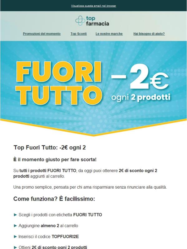 🛒 Fuori Tutto: -2€ ogni 2 prodotti!
