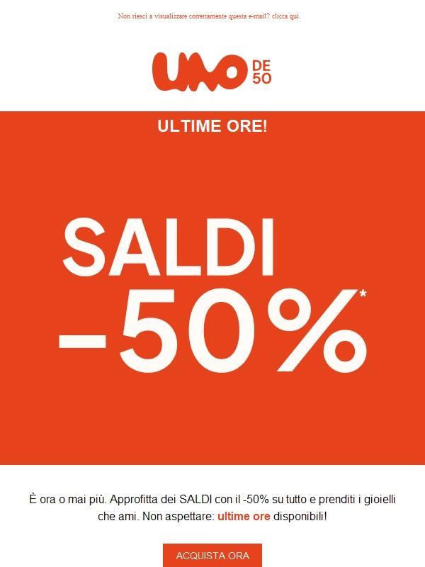 SALDI -50% Terminano presto! ⏳