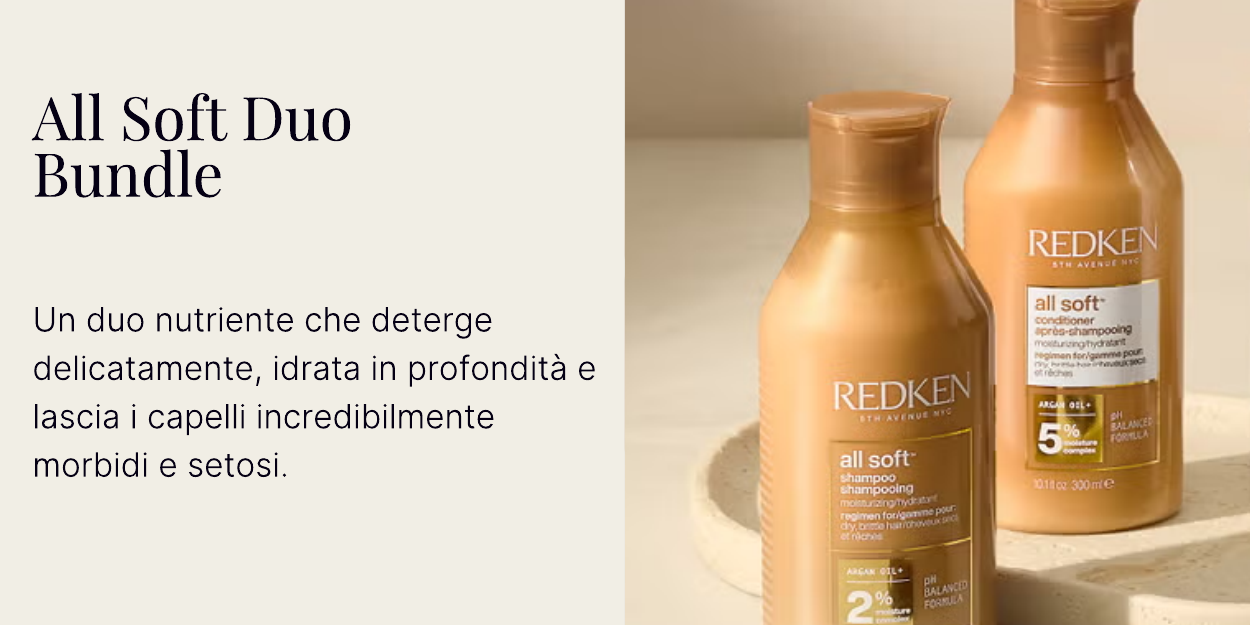 Redken All Soft Shampoo and Conditioner Routine for Dry, Brittle Hair 500ml