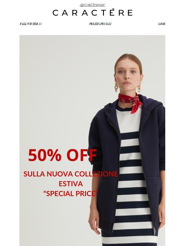 Stanca dell’inverno? La collezione estiva outlet è già al –50% ☀️