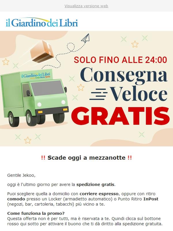 ⏰ ULTIMO GIORNO per la Consegna GRATIS sul tuo primo acquisto!