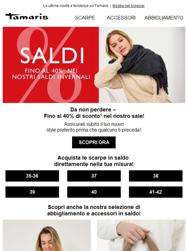 Da non perdere: fino al 40% di sconto in saldo ❤️