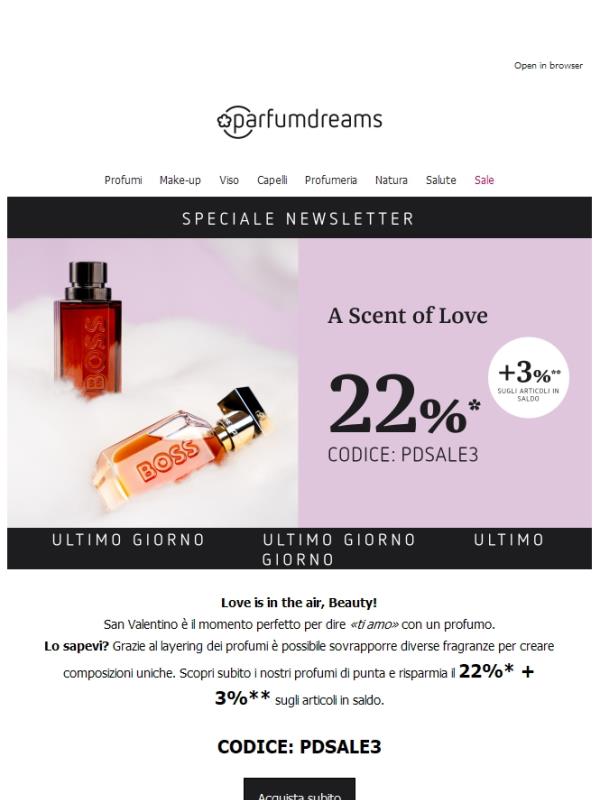 Ancora per poco: 22%+3% su profumi e non solo