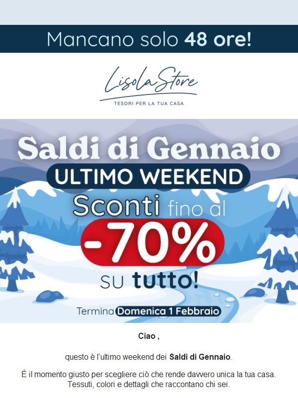 ⏳ Ultima chiamata: i Saldi di Gennaio finiscono questa domenica.