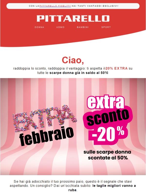 EXTRA febbraio 💕 -20% sulle scarpe al 50%!