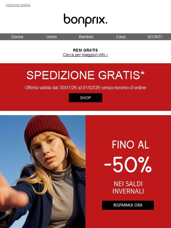Ultima possibilità: spedizione gratis