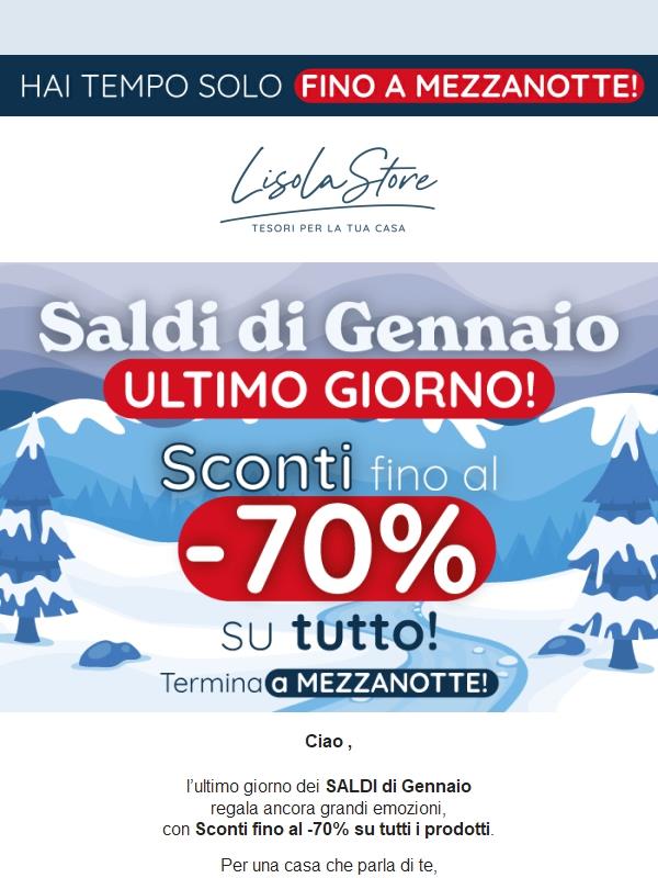 ⏰ I SALDI di Gennaio terminano oggi: non perdere quest'ultima occasione