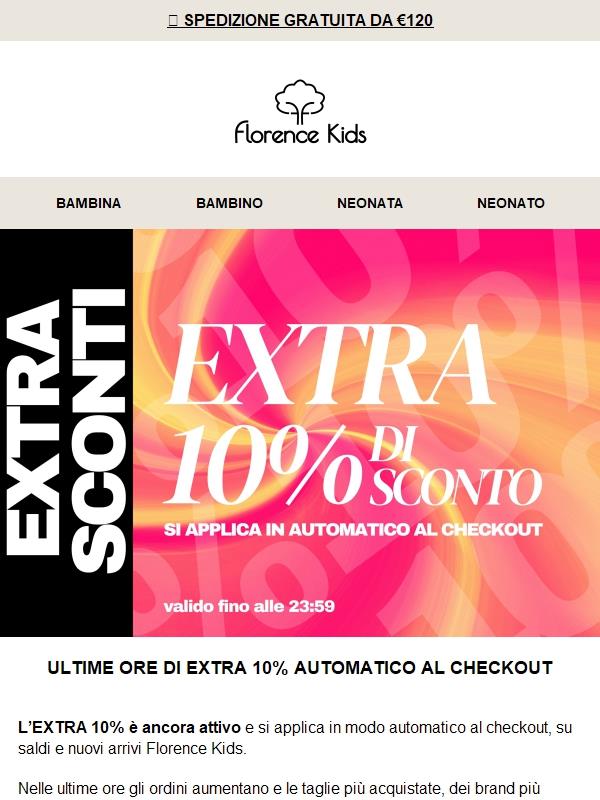⏳ Extra 10% automatico Florence Kids: ultime ore per approfittarne