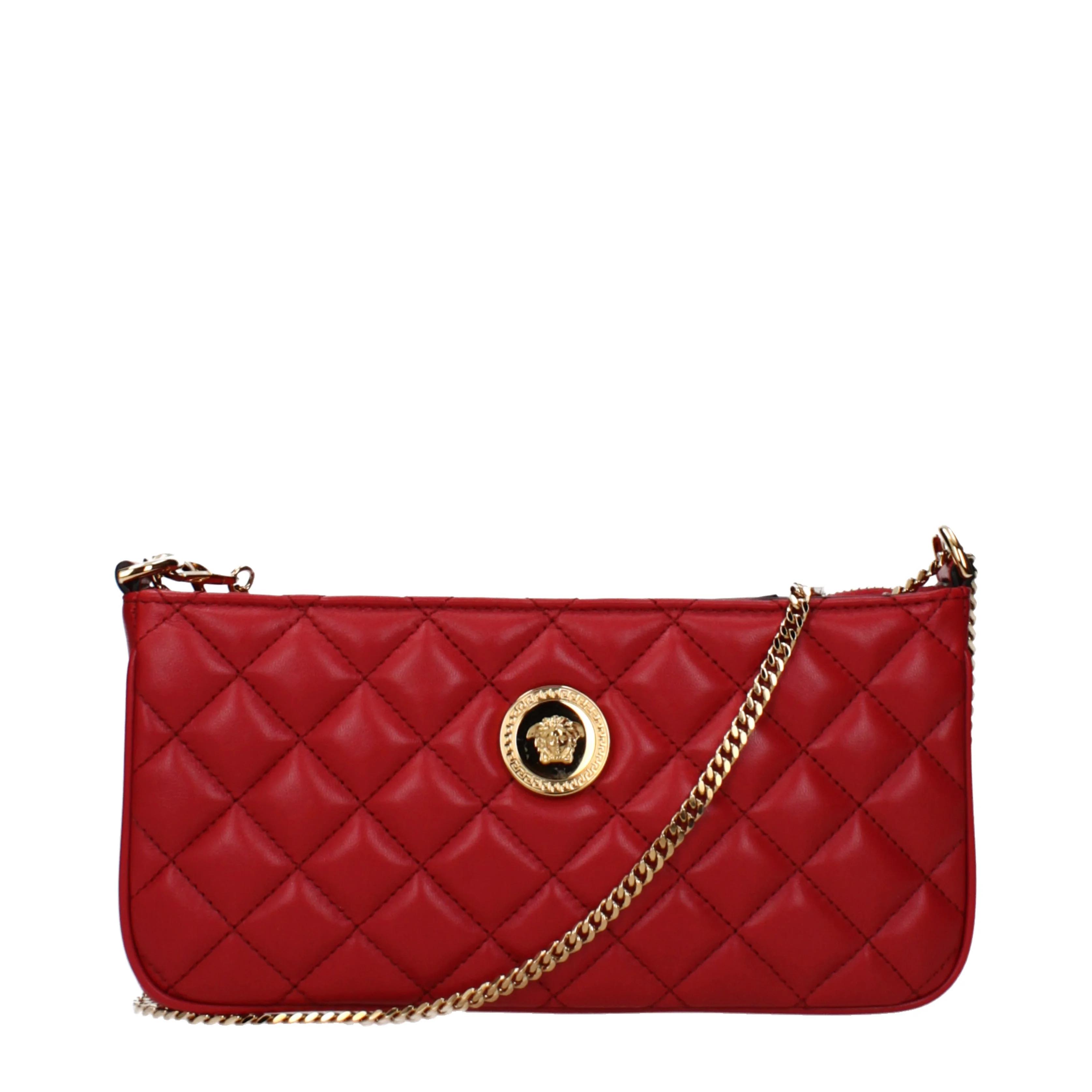 Versace Crossbody Bags Women Leather Red/Dark Red