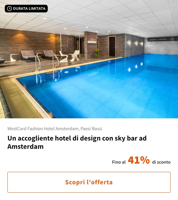 Un accogliente hotel di design con sky bar ad Amsterdam