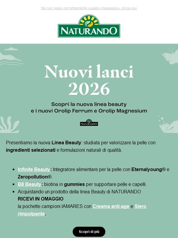 Nuovi lanci 2026: –20% sulla nuova linea Beauty🌸 e i nuovi Orolip⚡
