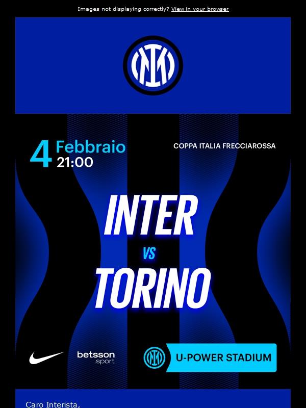 Inter-Torino: vivi i quarti di Coppa Italia anche a Monza 🔵⚫