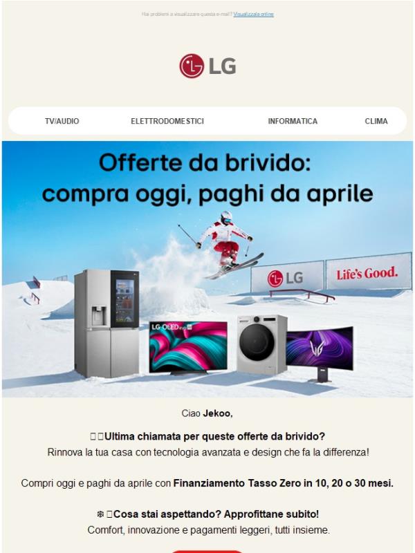 🧊 Winter Last Call: Il tuo primo ordine lo paghi in Primavera.