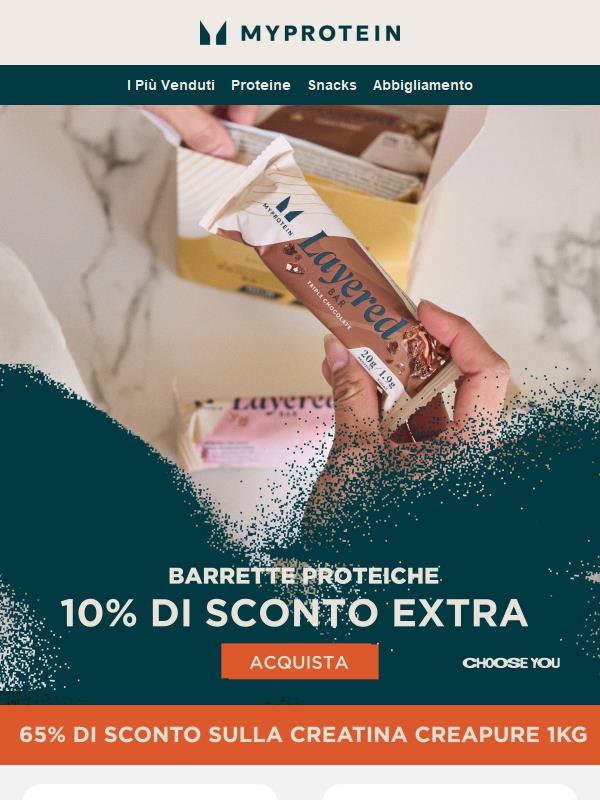 10% EXTRA sulle barrette proteiche 🚀