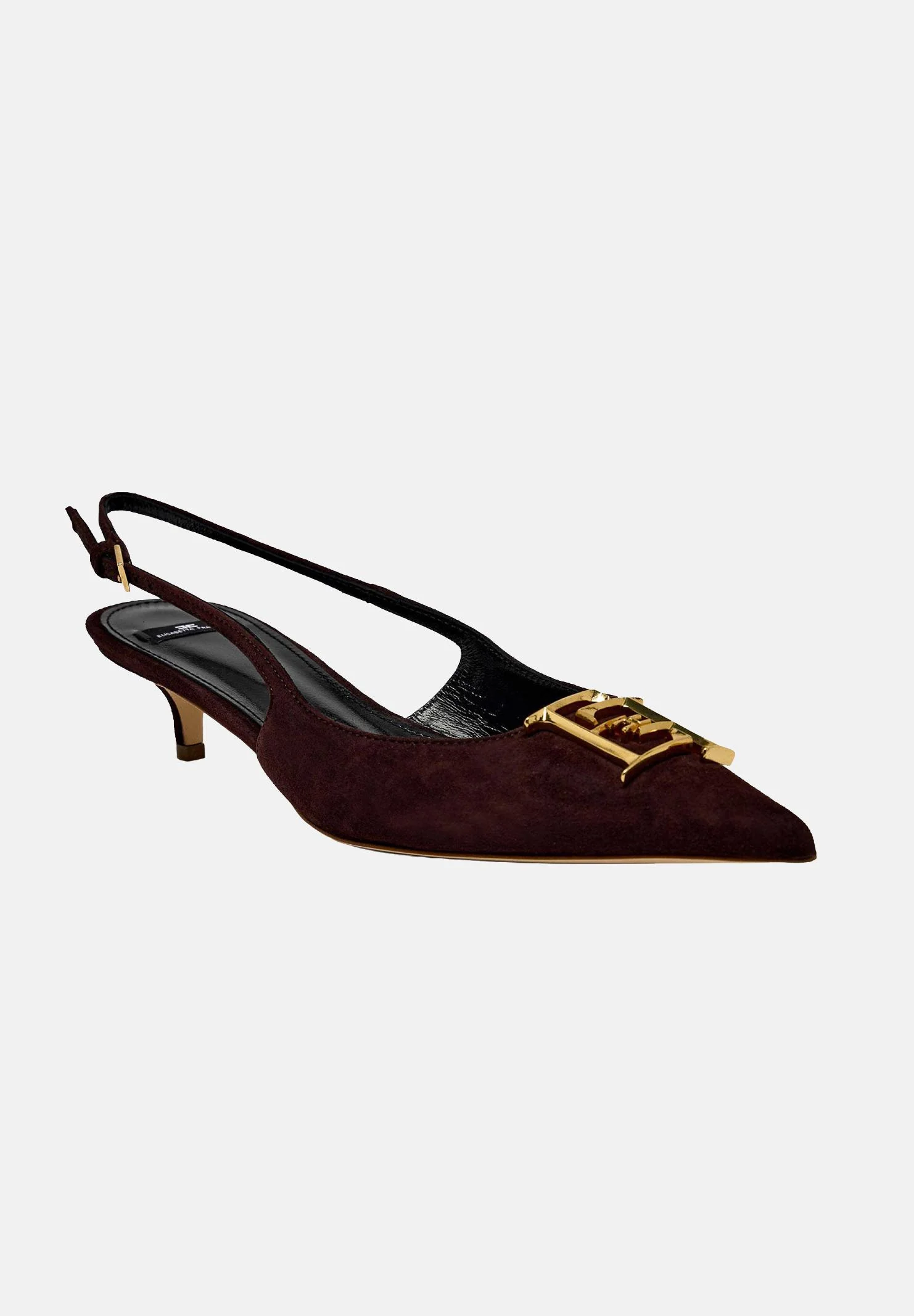 Image of ELISABETTA FRANCHI Slingback realizzate in suede cacao da donna