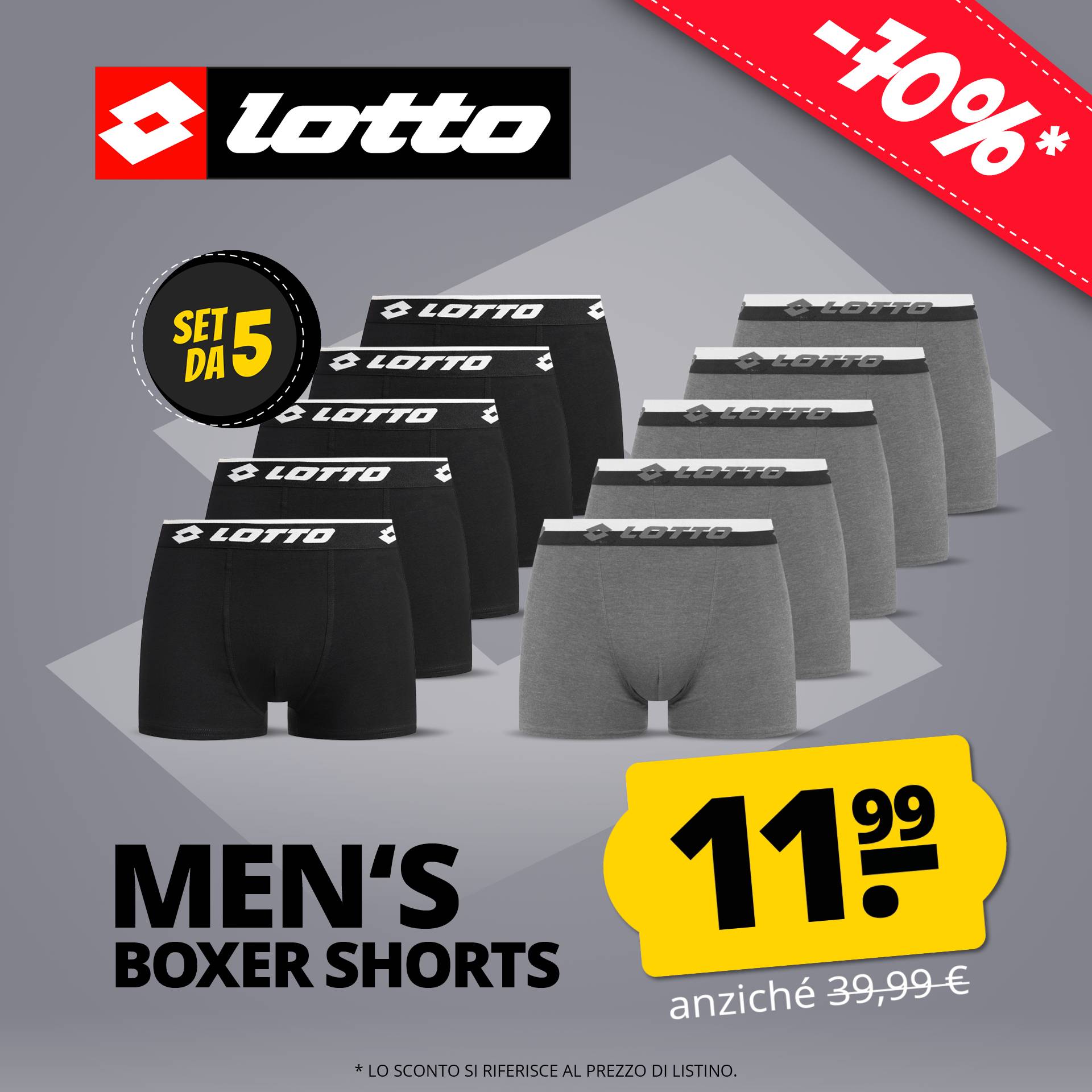 lotto retro uomo boxer set da 5