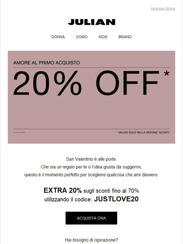SAN VALENTINO | 70% di sconto + extra 20% sui saldi