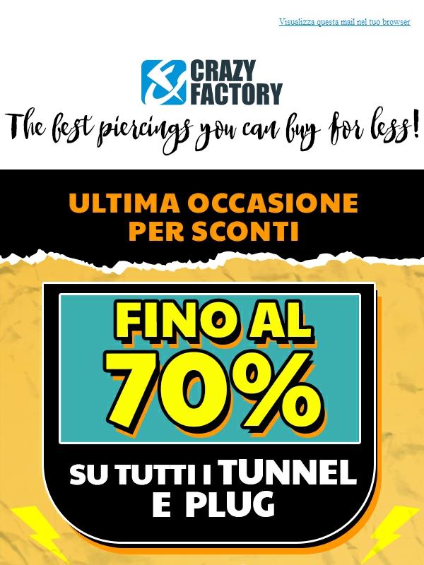 ⏰ Hai ancora qualche ora a disposizione: tunnel e plug con sconti fino al 70%,