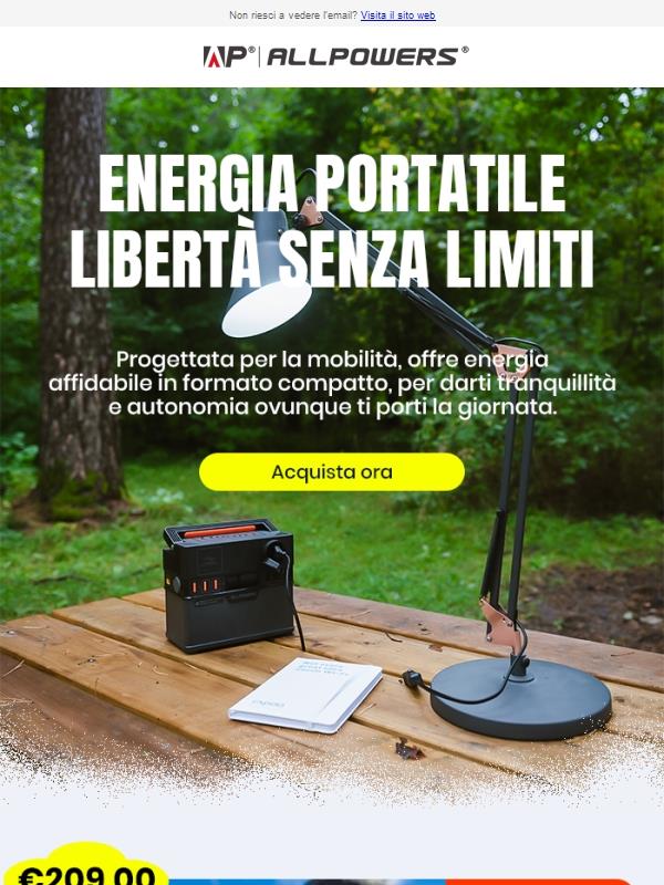 Energia portatile, libertà senza limiti.