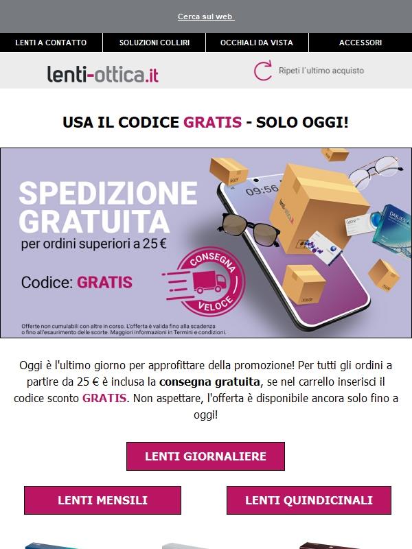 Spedizione gratuita solo fino a mezzanotte di oggi 📦